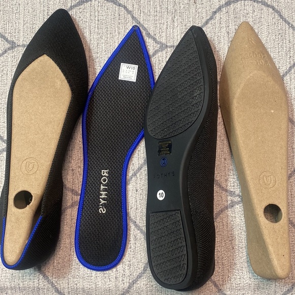 Rothy's Black Honeycomb Point Toe Flat Women's Size 10 - Picture 7 of 7